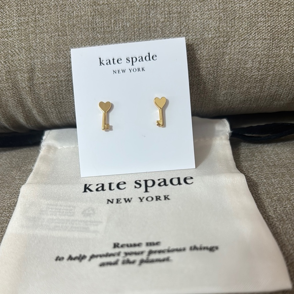 Kate Spade Gold Heart Key Earrings